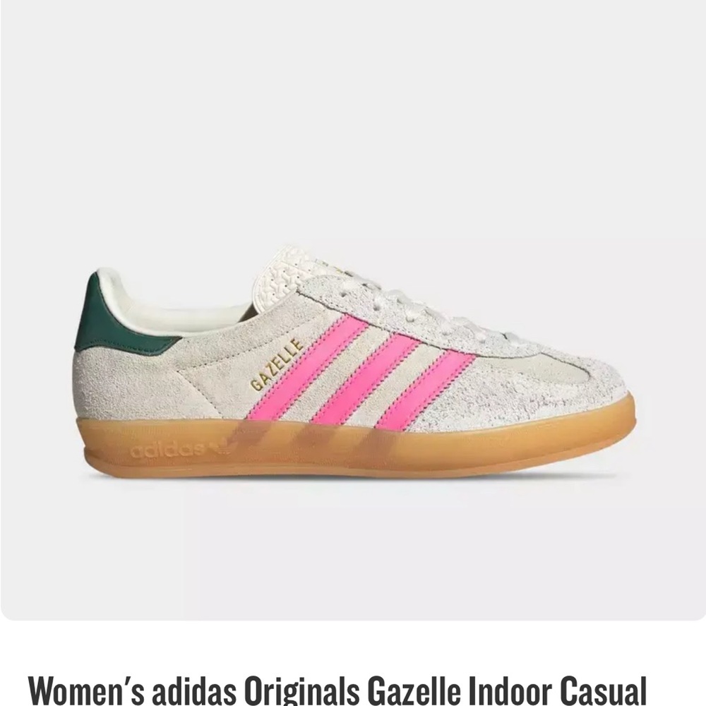 Adidas Pink and Cream Gazelle Sneakers with Suede Upper
